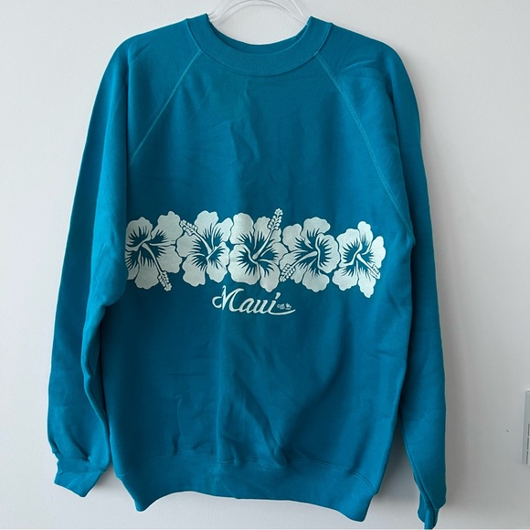 Hanes Tops - Vintage Hanes Maui Sweatshirt 80s Hibiscus Flower Pullover